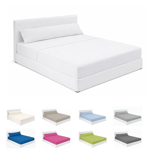 SABANALIA - Juego de Sabanas 80x190 de Hosteler&iacute;a | Blanco | 3 Piezas | S&aacute;bana Encimera, S&aacute;bana...