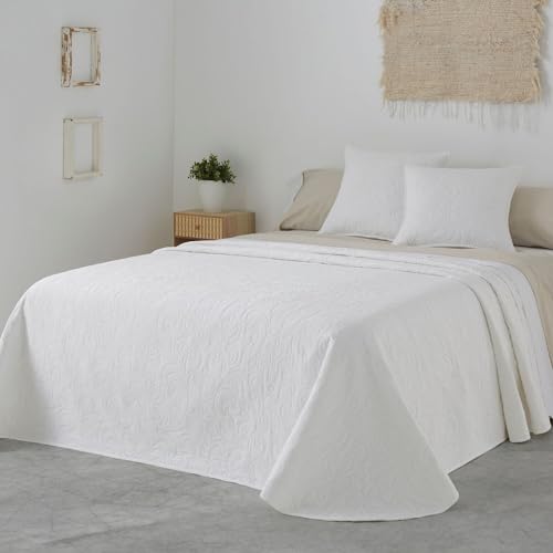 Burrito Blanco │ Colchas de Verano, Cama de 105 (+ Medidas Disponibles)│ Color Blanco │ Funda...