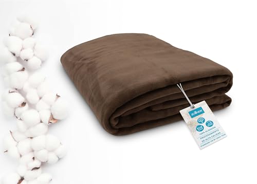 ZOLLNER Manta Grande para Cama y sof&aacute;, 150x200 cm, 60% algod&oacute;n, marr&oacute;n