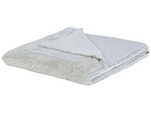 Beliani Manta cubrecamas Colcha Gris Claro Felpa 180 x 200 cm Dormitorio Mullido Gelik
