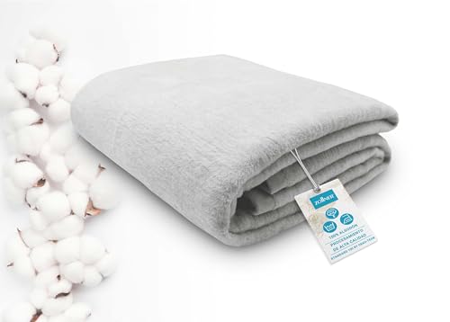 ZOLLNER Manta Grande para Cama y sof&aacute;, 150x200 cm, 60% algod&oacute;n, Gris Claro