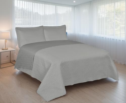 H HANSEL HOME Colcha Bouti Liso Bicolor Reversible para Cama 120/135, Colcha Multiuso Cubrecama 100%...