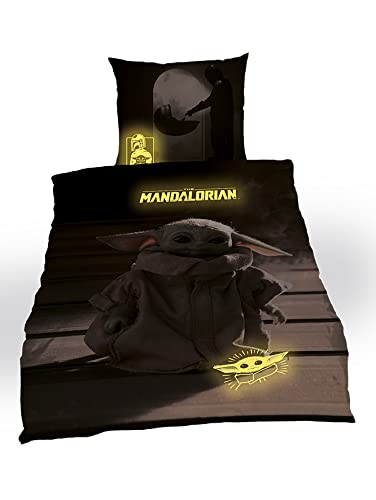 Tex idea Star Wars Mandalorian The Child - Juego de cama (135 x 200 cm, brilla en la oscuridad)