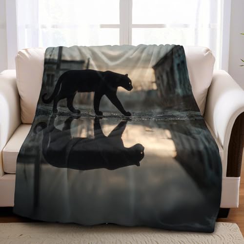 Negro Manta de Franela Animal Pantera Negra 130 x 150 cm Manta Esponjosa y C&aacute;lida con Motivo...