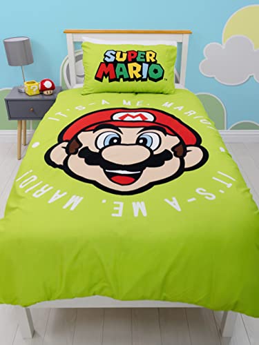 SUPER MARIO BROS Juego de Funda nórdica Individual para niños, Ropa de Cama de Juegos para niños