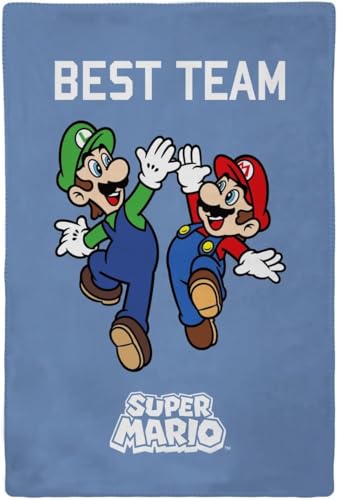 CARTOON Manta polar para ni&ntilde;os Super Mario y Luigi 100 x 150 cm, 100% poli&eacute;ster suave 210 gsm