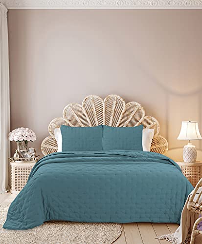 Antiguamente - Manta de microfibra, 240 x 260 cm, color azul con efecto de piel de melocot&oacute;n,...