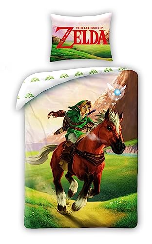 Halantex Juego de cama The Legend of Zelda &ndash; Funda n&oacute;rdica reversible 140 x 200 cm y funda de...