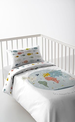 HACIENDO EL INDIO Funda n&oacute;rdica Reversible Cuna Mapamundi