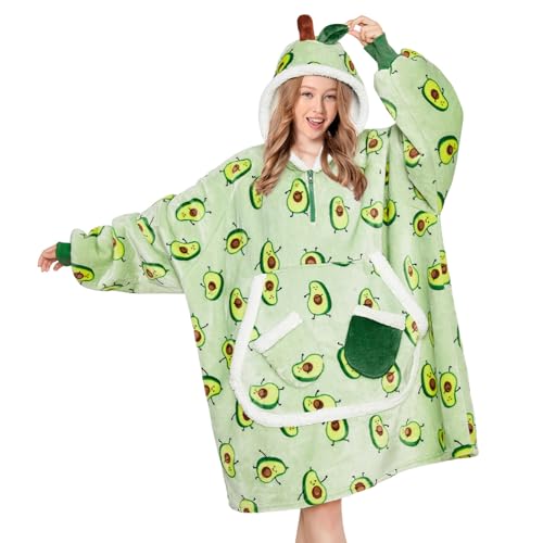 OLAOLA Sudadera con Capucha Extragrande para Adultos, Manta de Forro Polar Sherpa con Mangas y...