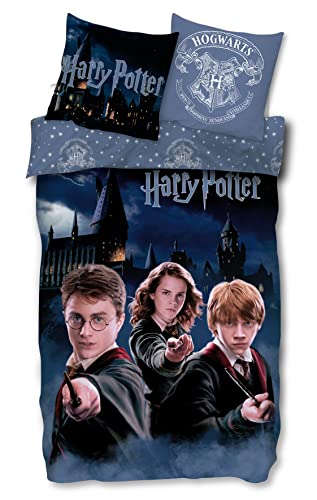 Harry Potter, juego de ropa de cama 135x200 80x80 con funda de almohada Hogwarts [con bolsa de...