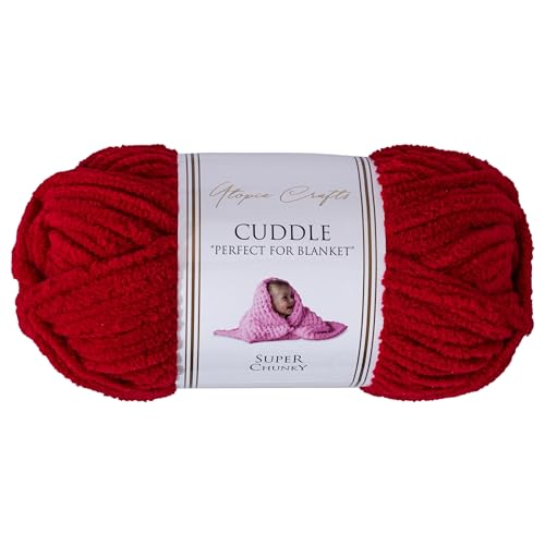 Utopia Crafts Ovillo Lana de Chenilla Gruesa Para Crochet y Tejer a Mano Cherry Red, 100 g/60 m,...