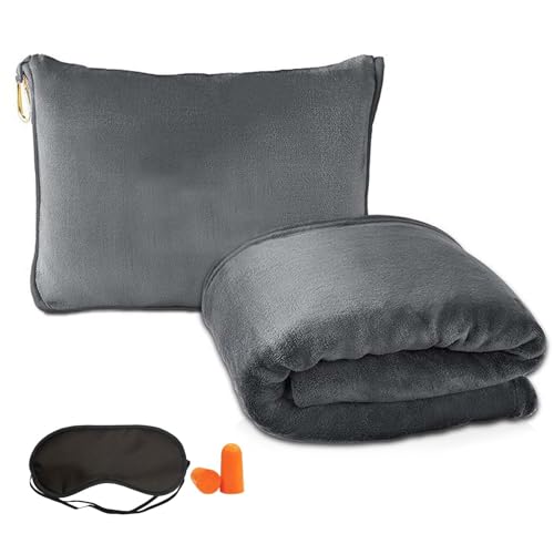 ZHYUAN Manta de Viaje 2 en 1,Kissen Decke 2 in 1,152&times;127 cm Manta de Viaje y Almohada,Manta para...