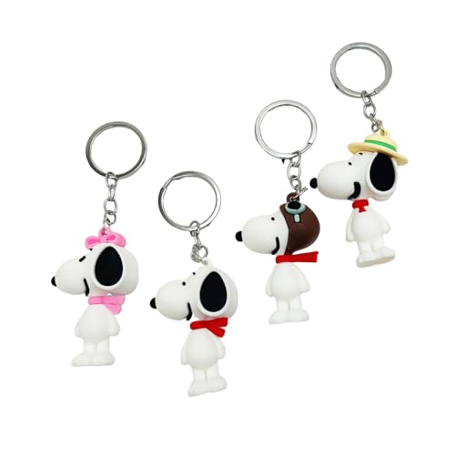 Wenyue 4 Pieza Colgantes de Silicona 3D, Llavero con Colgante de Snoopy, Lindo Llavero con Personaje...