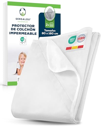 Sensalou Protector De Colch&oacute;n 80x160 cm Lot de 2 Impermeable para Cama Infantil &ndash; Funda...