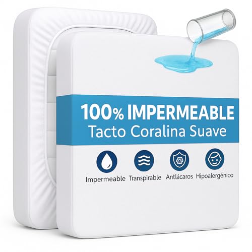 ForenTex Protector de Colch&oacute;n Impermeable Blanco Tacto Coralina &ndash; Transpirable, Suave y...