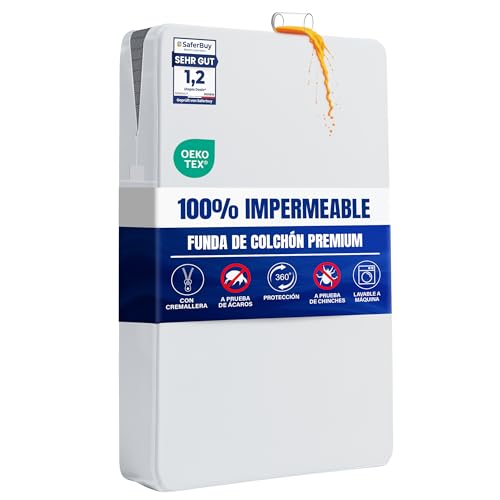 Utopia Bedding Funda de Colch&oacute;n 80 x 190 x 30 cm Impermeable con Cremallera, Certificado Oeko-Tex,...