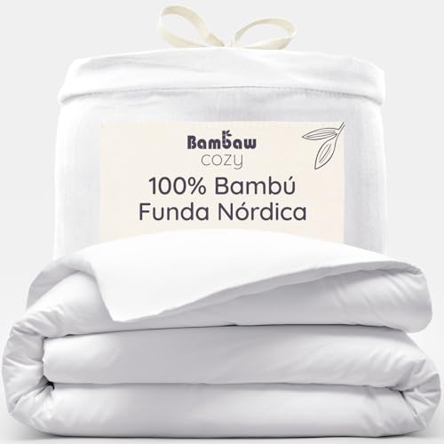 Bambaw Funda Nordica Bambu 135x200 cm, para Cama 90 cm, Sabanas Refrescantes, Termorreguladoras y...