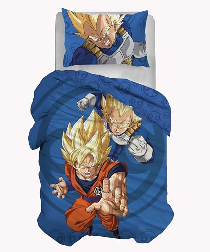 hermet Dragonball - Juego de Funda n&oacute;rdica Individual de algod&oacute;n, 100% algod&oacute;n, Funda de 155 x...