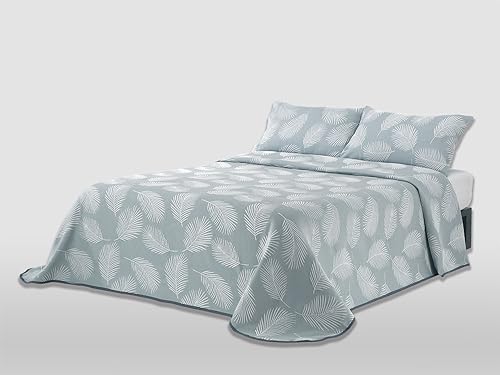 Mantas Mora - Colcha Jacquard algod&oacute;n Reciclado Combinado Tacto Natural Ligera y Transpirable...