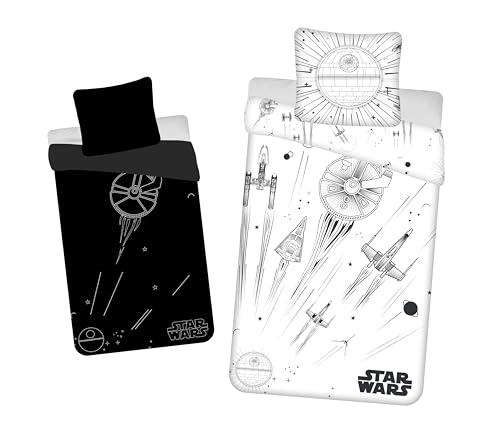 Jerry fabrics Juego de cama Star Wars Death Star, 100% algod&oacute;n, funda n&oacute;rdica de 140 x 200 cm +...
