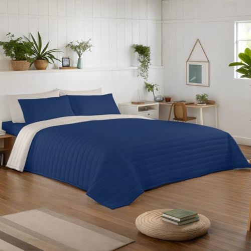 NATURALS - Colcha Bouti Reversible Bicolor | Cama 135/150 (250x260 cm) | Microfibra Extrasuave |...