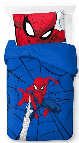 Jay Franco Marvel Spiderman Webtastic - Juego de funda n&oacute;rdica para cama individual, 100% algod&oacute;n,...