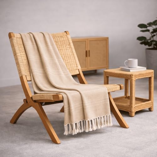 Donegal Collections - Colcha Multiusos 130x180 cm Beige Arienzo - Manta Sofa Suave y - Plaid Foulard...