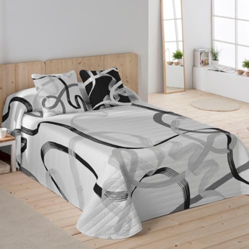 NATURALS - Colcha Bouti Estampada | Cama 150 (250x260 cm) | Microfibra Extrasuave | 2 Fundas de...