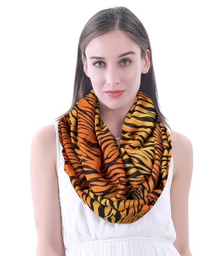 Lina & Lily Bufanda ligera con estampado animal de tigre para mujer, Amarillo, Naranja, Negro, Talla...