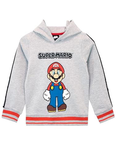 Super Mario Sudadera Bros | Sudadera con Capucha de Mario | Sudaderas para ni&ntilde;o Gris 6-7 A&ntilde;os