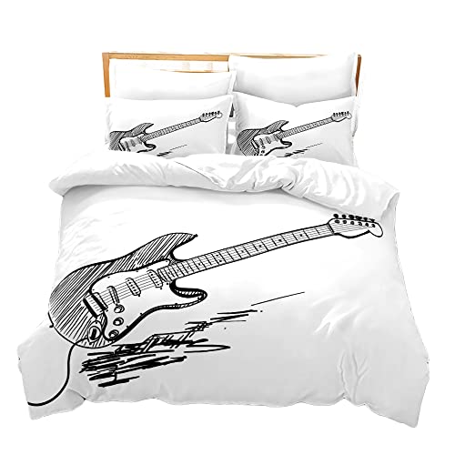 Ropa de Cama de Rock and Roll Gente El&eacute;ctrico Guitarra Funda N&oacute;rdica 3 Piezas, Juego de Funda de...