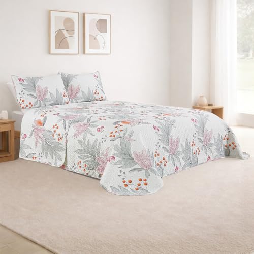 DALINA Colcha Bouti Estampada Cama 180 (280x265 cm), Cubre Cama Reversible con 2 Fundas de Coj&iacute;n,...