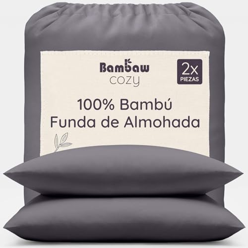 Bambaw Fundas de Almohada 75x50 cm Bamb&uacute;, Pack de 2, Sabana Frio Verano, S&aacute;banas Anti&aacute;caros,...