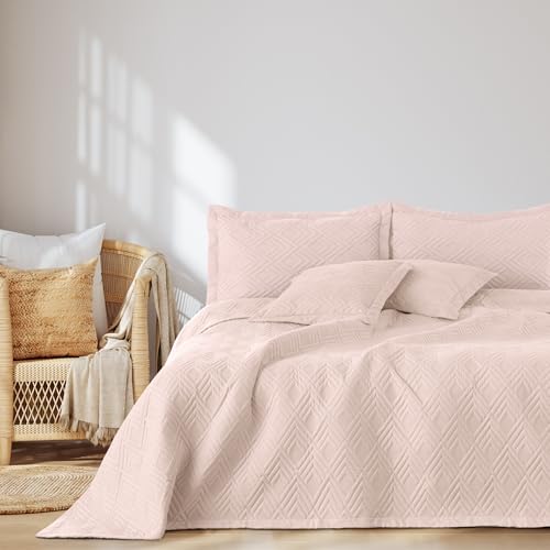AmeliaHome Colcha (200 x 220 cm, Doble Cara, Acolchado ultras&oacute;nico, poli&eacute;ster), Color Rosa p&aacute;lido