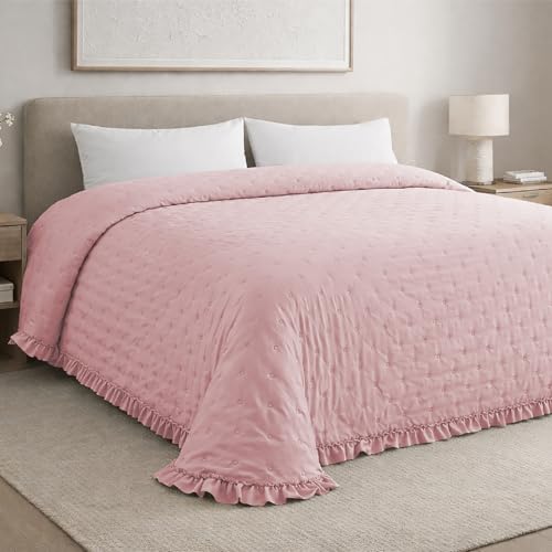 Liniva Home - Colcha Bouti Lavada Termosellada con Volante, SIN Cojines, Ligera para Verano y...