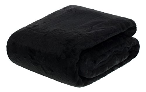 Brandsseller Manta de Piel Sint&eacute;tica 150 x 200 cm Manta acogedora Colcha Cubrecama Negro