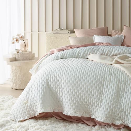 ROOM99 Molly Elegante Colcha en Color Crudo 220 x 240 cm Manta versátil como Colcha para Cama o...