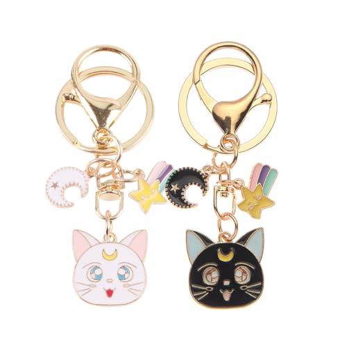 Llavero Pareja Sailor Moon 2 PCS Llavero Pareja Gatos Llavero Luna gato m&aacute;gico gato llavero Llavero...
