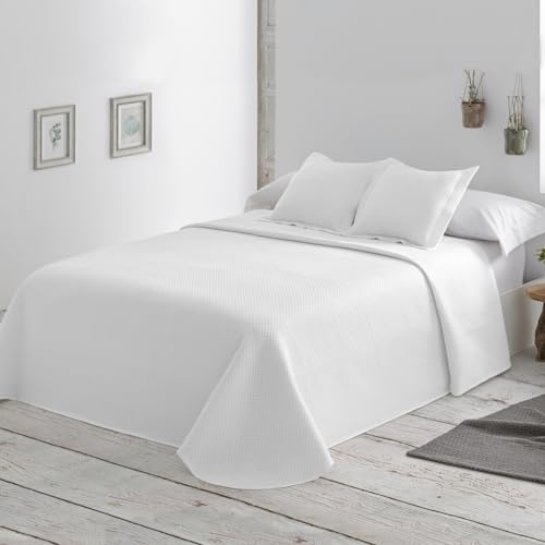 BOHEME | Colcha de Verano Reversible de Microfibra Blanca para Cama de 150 | Ligera, Transpirable y...