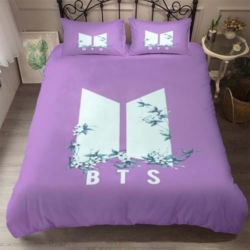 YINGD BTS Bangtan - Juego de funda de edred&oacute;n para ni&ntilde;os, decoraci&oacute;n de dormitorio, juego de ropa...