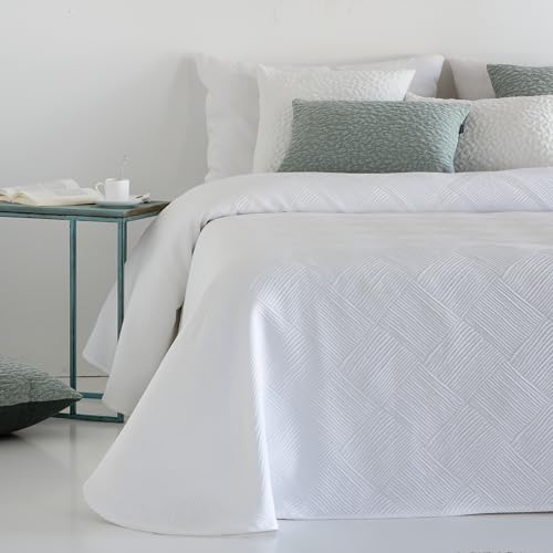 Antilo - Colcha de Verano - Bouti Modelo Kotar - Color Blanco - Cama de 200 cm - Medida 300x265cm