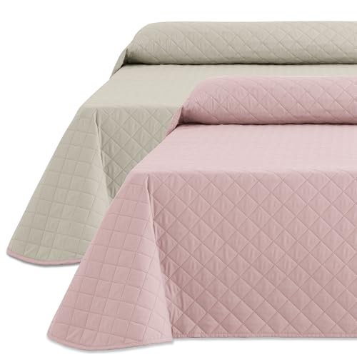 HIPERMANTA Bouti Verano Cama 90 cm. Lisa Bicolor Acolchada Reversible Cuadros. Colchas Cubre Cama...