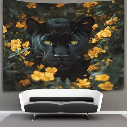 kaiyun Pantera Tapiz Flores amarillas Tapices De Pared,Colcha De P&iacute;cnic, Decorativo Toalla De Playa...