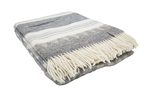 GLAESER Fair Deluxe - Manta de lana pura de 100% lana, Colchas Mantas Invierno, Manta para sof&aacute;,...