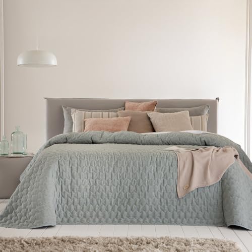 Henko - Colcha Cama 200 - Tejido Texturizado Color Agua - Acolchado Ligero de 80 gr - Ideal para...