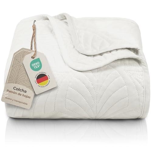 Gräfenstayn Colcha bouti 220x240 cm – cubrecama Acolchado sin Costuras con diseño de Hojas –...