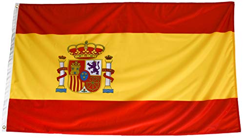 esvendio Bandera de Espa&ntilde;a de Tela Fuerte (2pcs), Bandera Espa&ntilde;ola Grande para Exterior 150x90 cm