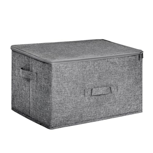 T-LOVENDO.ES Caja de Almacenamiento Plegable, Cesta con 2 Asas, Caj&oacute;n con Tapa con Cremallera para...