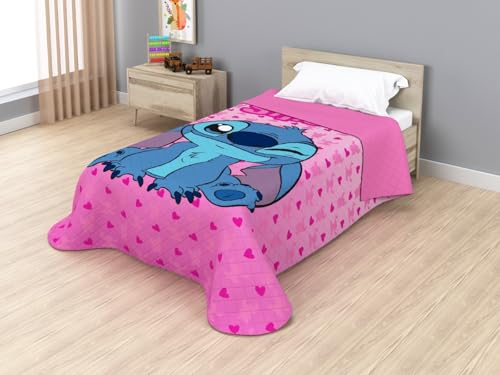 Disney Jay Franco Colcha Bouti Termosellada Stitch Winking, 170 x 250 cm, Microfibra, Relleno 100gsm...